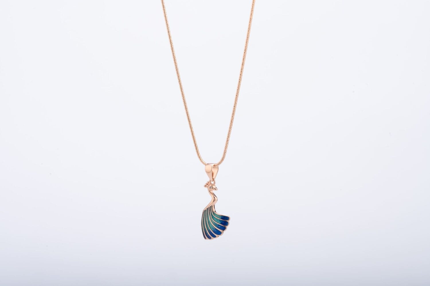Peacock Charm Rose Gold Pendant - Image 4
