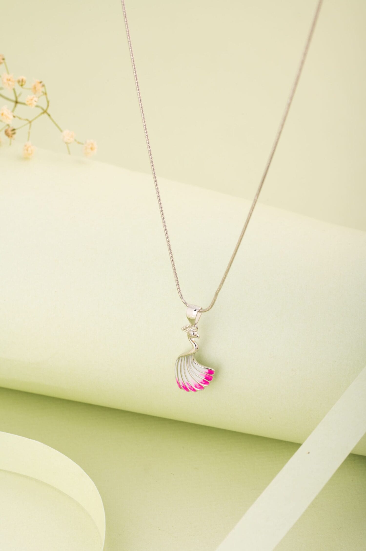 Peacock Charm Pendant with Chain Pair