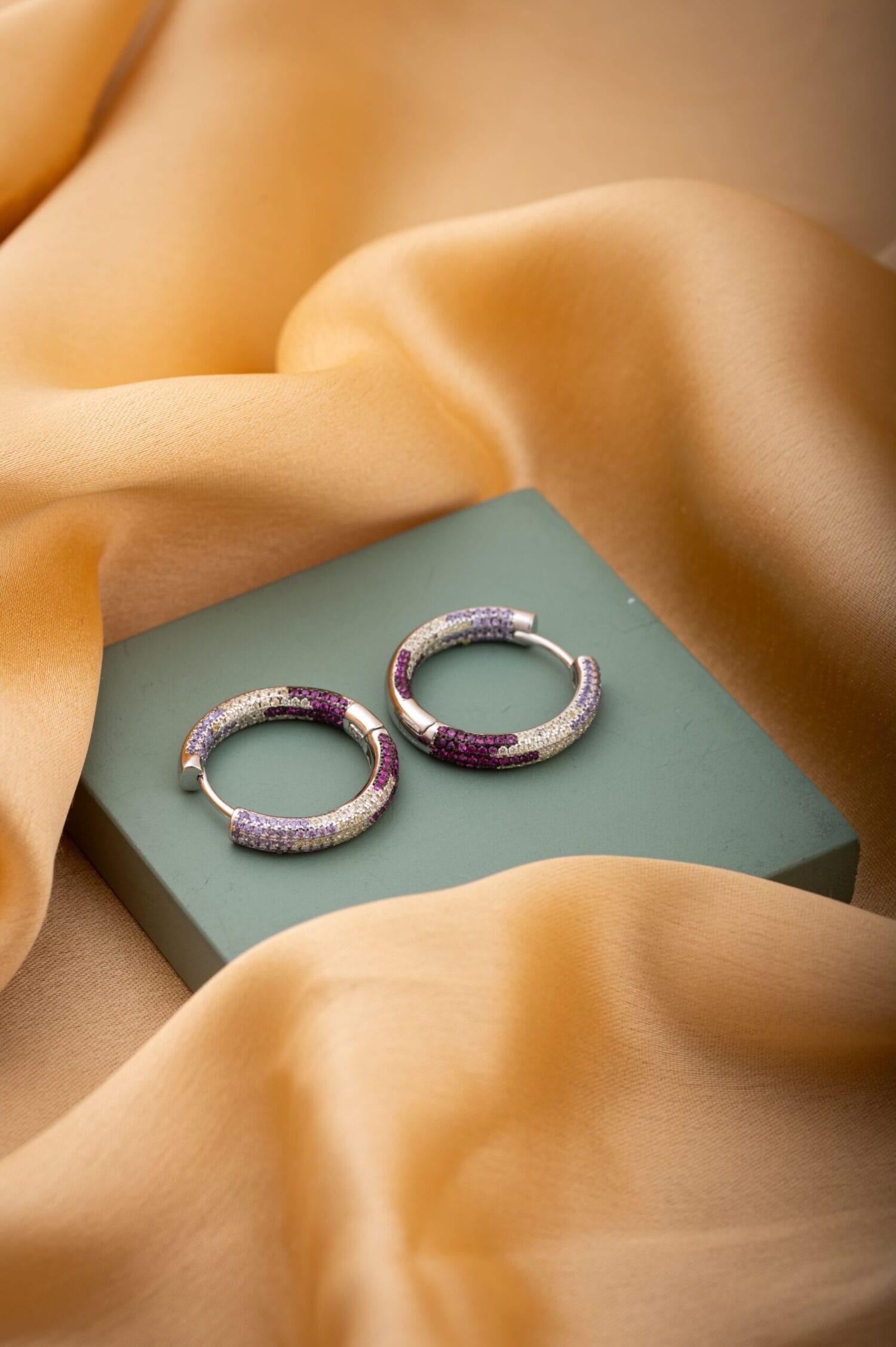Soft Pink and Silver Loop Earrings