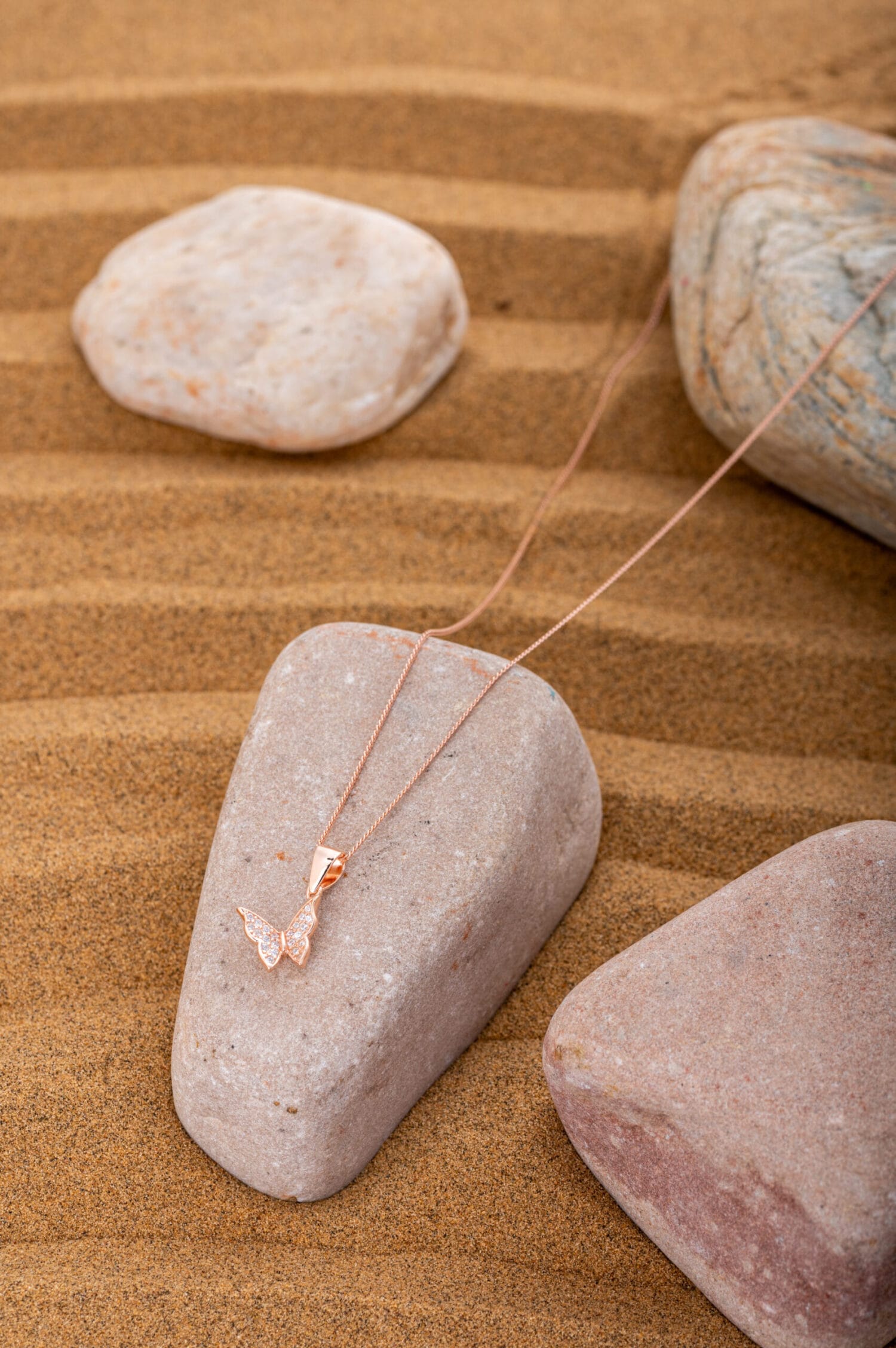 Zircon-Studded Butterfly Necklace