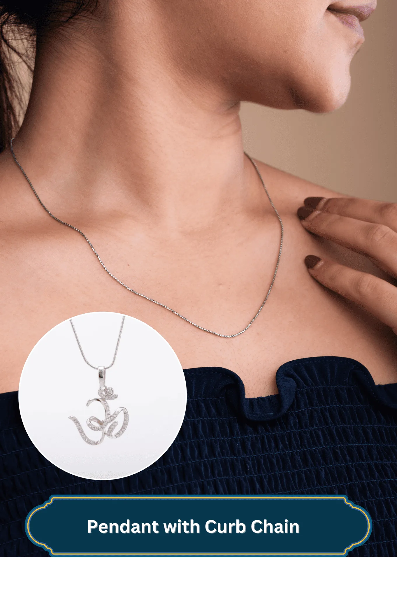 Silver Om Pendant with Chain Pair Reev